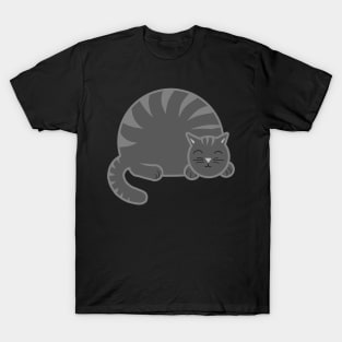 Sleepy Chubby Kitty - Gray T-Shirt